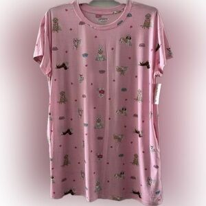 Charming Pink Dog Pattern Women's Pajama Top